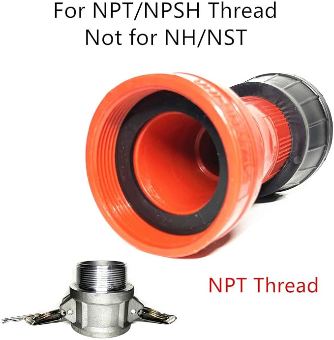 SAFBY Fire Hose Nozzle Thermoplastic Fire Equipment Spray Jet Fog (1.5" NPSH/NPT)