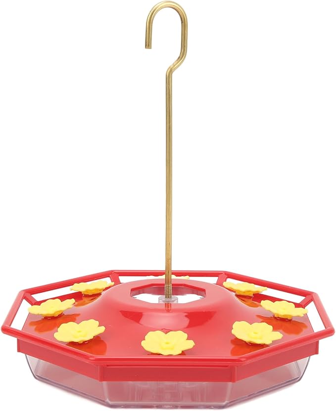 Feeder with Copper Hook Yellow Flower Design for Outdoor Hanging Attracts and Nourishes Hummingbirds in Gardens Patios or Balconies