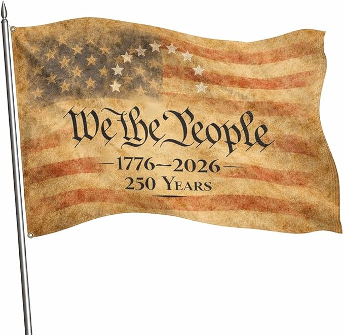 US 250 Flag – 250th Anniversary USA Double Sided 3-Ply Outdoor Flag, We The People 1776-2026 Patriotic Yard & House Banner for 4th of July (6, 2X3)