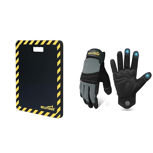 MELOTOUGH Kneeling Pad for Work,Work Gloves for Mechanic,Construction,Gardening,Yard,Warehouse