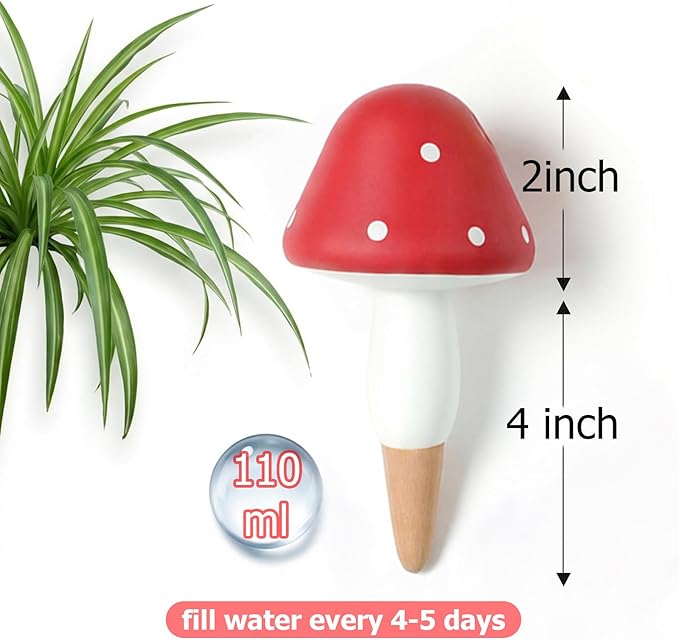 Plant Watering Globes, 8 Pack Self-Watering Terracotta Spikes - Mushroom Shape Irrigation Devices for Indoor & Outdoor Plants, Slow Release Watering System