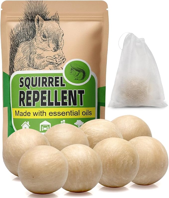 AUDQQM Squirrel Repellent Outdoor, Chipmunk Repellent for Garden, Squirrels Deterrent, Keep Squirrels & Chipmunks Away, Squirrels Repellant, Easy to Place for Yard, Attic & Bird Feeders, Pack of 8