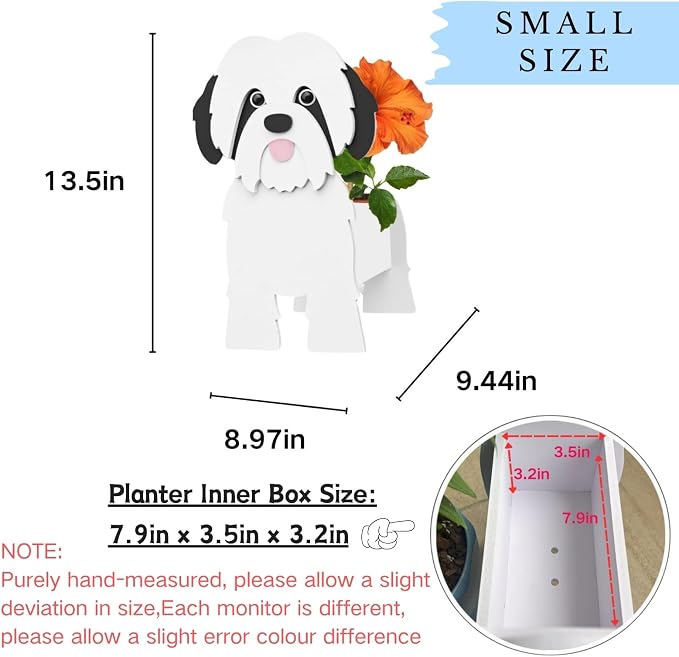 Black and White Shih Tzu Dog Planter Plant Pots,Cute Dog Flower Planter,Gifts for Pet Lovers,Unique Animal Plant Pots,Office,Indoor Outdoor Garden Decor(9.45 * 8.97 * 13.5in)