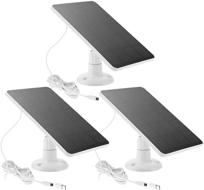 3 Pack Solar Panel Camera Charger Fit for Arlo Essential Spotlight, Essential 2K 2nd gen/XL Spotlight 2K 2nd gen Camera, Ring Spotlight Cam Plus/Spotlight Pro 5V 7W Solar Panel Fast Charging Cable