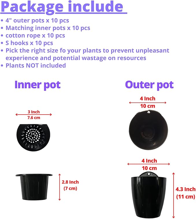 ShopLaLa Bundle- 1 Pack,23.6 Inch Wooden Plant Holder + 10 Pack, 4 Inch Black Self Watering Pot Wall Mount Hanging Indoor Hydroponic Garden Display Live Vertical Air Plant Succulent Frame Modern Decor