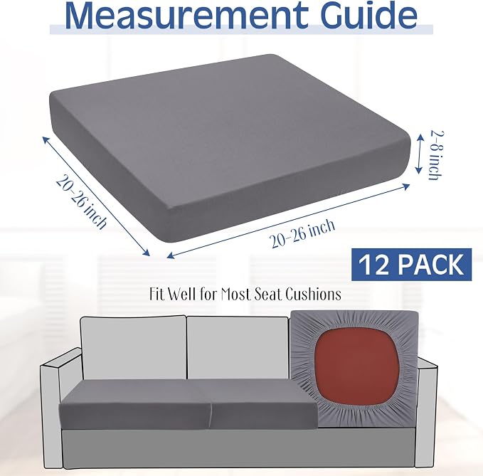 Newwiee 12 Pcs Patio Cushion Covers Outdoor Stretch Sofa Couch Cover Replacement Couch Slipcover Sofa Seat Chair Porch Patio Furniture Protector, Flexibility Washable(Dark Gray,Moroccan and Solid)