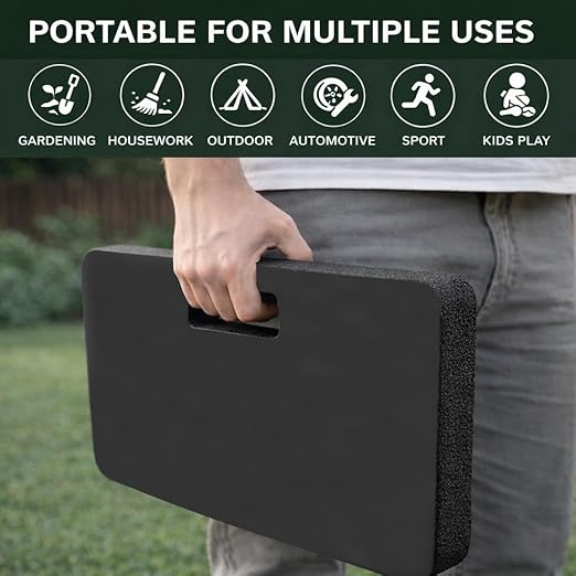 Gardzen 3 Pack Extra Thick Kneeling Pad for Gardening Work, 1.5 Inch Soft NBR Foam Knee Cushion Bathing Baby, Large Smooth Kneeler Mat Yoga Exercise, 18x11, Black
