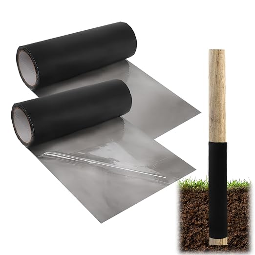 Fence Post Protector Self-Adhesive Post Sleeve Wrap Trimmable Waterproof Fence Rot Protection,13.1ft×11.8Inch(2 Rolls)