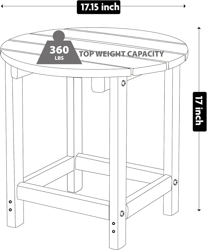 LZRS Adirondack Patio Side Table End Table, Outdoor Coffee Tables for Patio, Backyard,Pool, Indoor Companion, Easy Maintenance & Weather Resistant(Oak)