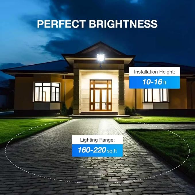 Solar Street Lights Outdoor Waterproof, 6500K 320° Wide Angle Flood Light, LED Solar Parking Light with Motion Sensor and Remote Control, Suitable for Street, Parking Parking lot-2PACK