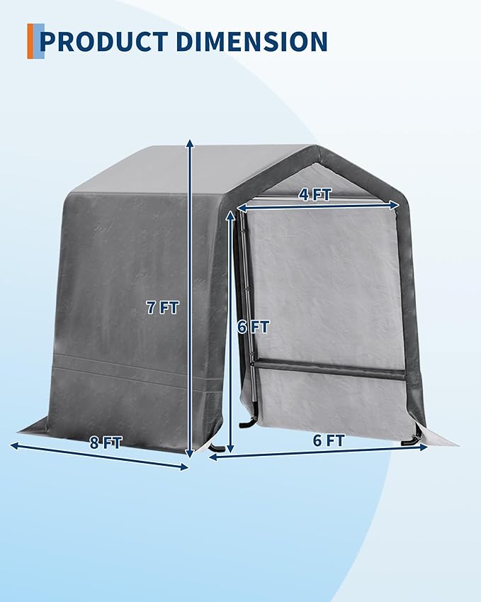 6X8 ft Heavy-Duty Portable Outdoor Storage Shed