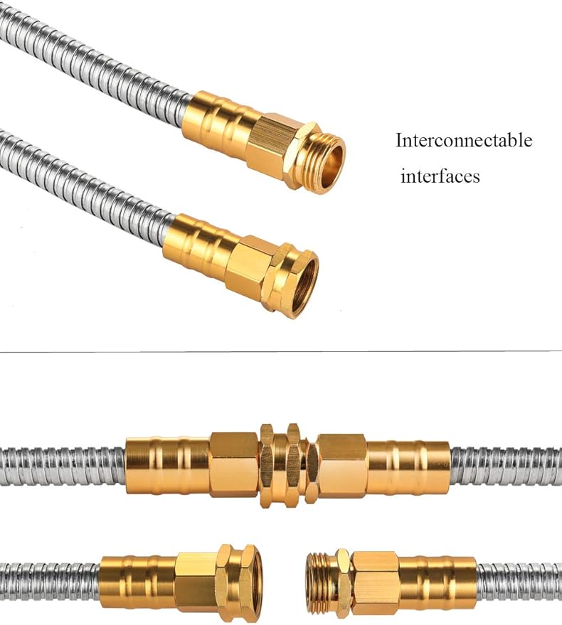 Rosy Earth Expandable Metal Garden Hose 75 FT - 304 Stainless Steel Water Hose 75 FT - Heavy Duty non Kinking Flexible Garden Hose, no Bite