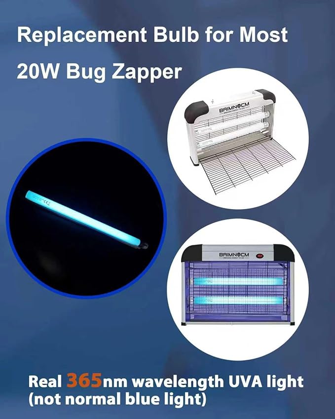 BAIMNOCM F10T8/BL 10W UV Bug Zapper Replacement Bulbs, 365nm Black Light Tubes for Aspectek, LiBa, Micnaron, 20W Insect Killer, FSL BL T8 F10W 13.8 Inch, G13 Base, 6 Pack