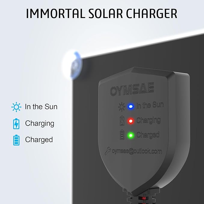 OYMSAE 10W 12V Solar Panel Car Battery Charger Portable Waterproof Power Trickle Battery Charger & Maintainer for Car Boat Automotive RV with Cigarette Lighter Plug & Alligator Clip