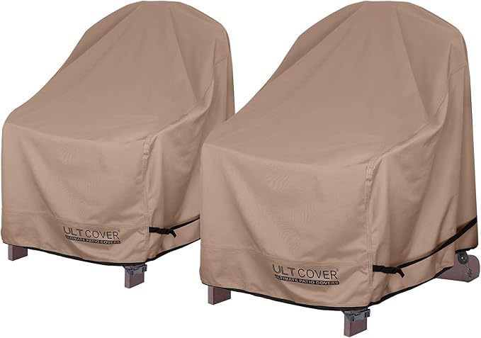 ULTCOVER Waterproof Patio Adirondack Chair Cover 2 Pack for Outdoor Chair Size Upto 28W x 31D x 36H inch Brown