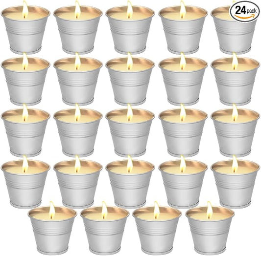 24PCS Citronella Candles - Garden Citronella Scented Candles Outdoors, 240-360 Hours Burning, Natural Soy Wax, Portable Jar Candle Gift Sets for Home Patio Yard Indoors, Balcony, Camping