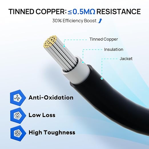 ECO-WORTHY Solar to XT60i Cable 12AWG 10FT Extension Cable Solar Connector to XT60i Adapter Cable for Portable Power Station LiFePO4 Battery