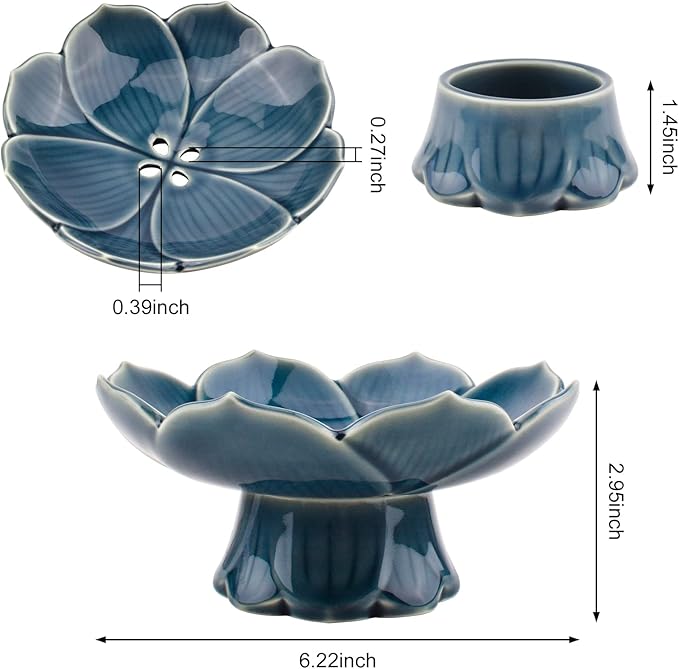 Flower Arranging Supplies, Cyan-Blue Lotus Flower Vase Ceramic Flower Pot for Ikebana Floral Art Fruit Dish Home Decoration