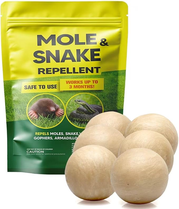 Mole & Snake Repellent Outdoor, Mole Repellent for Lawns, Snake Deterrent for Yard, Gopher Repellent, Vole Repellent Outdoor, Pet Safe Snake Repellent for Yard Powerful,Covers 120 sq ft of Space - 6P