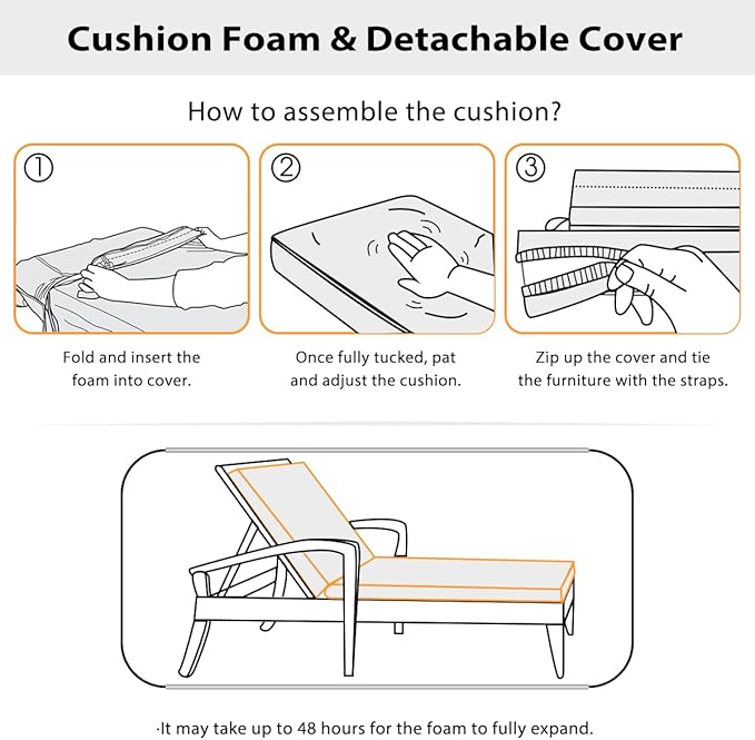 Sundale Outdoor Olefin Chaise Lounge Cushion, Water-Resistant Patio Lounge Chair Cushion, Thick Lounger Pad with 4 Straps Red, 72 x 21 x 4 Inches