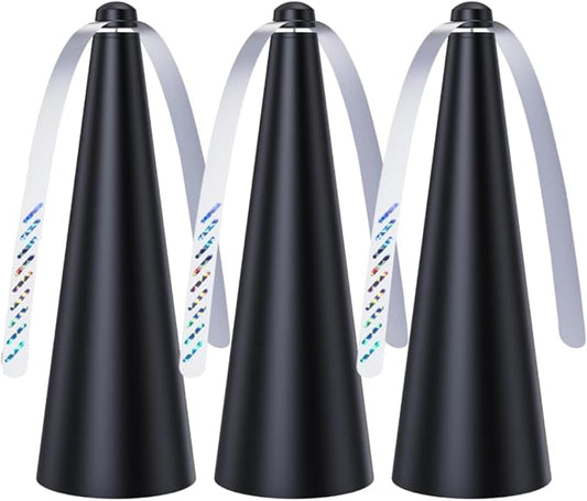 Glovv Fly Fans for Tables, 3 Pack Portable Battery Powered Table Top Spinner with Metal Hanger, Food Cover for Indoor Outdoor Use, Camping, Picnic, Restaurant (Black)