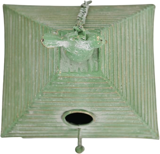 Distressed White Hanging Birdhouse with Home Emblem, Rustic Farmhouse Decorative Bird Nest Box for Outdoor Garden, Patio, Yard, Weathered Bird Shelter for Small Birds (Green)