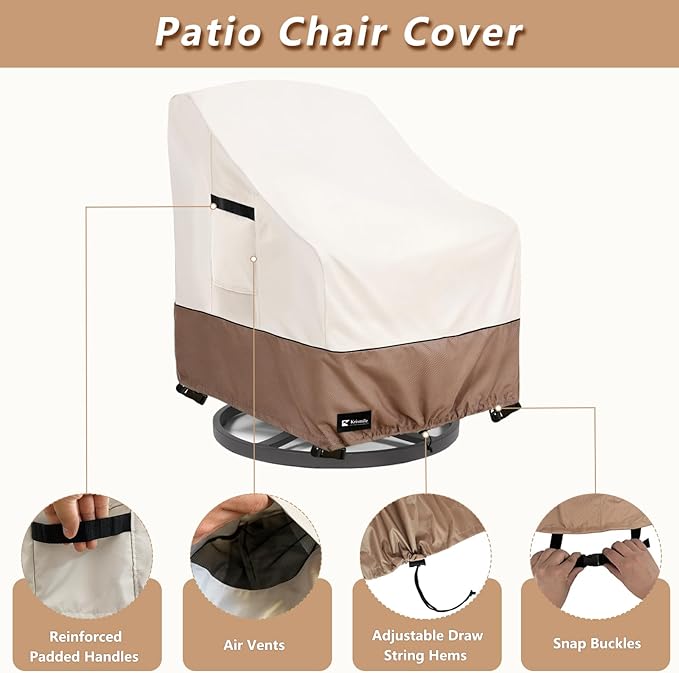 Patio Chair Covers Waterproof Outdoor Furniture Cover, All-Weather Protection Outdoor Lawn Patio Furniture Covers 4 Pack for 35" W x 38" D x 32" H, Beige