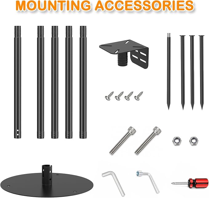 Bird Feeder Pole 85 Inch, Heavy Duty Adjustable Bird House Pole Mount Kit | Universal Top and Side Mount for Smart Bird Feeders, Bird Houses, Seed Trays and Weather Stations with 4-Stake Stable Base