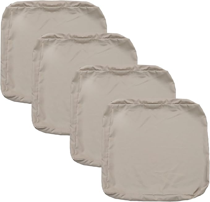 FLYMEI Patio Cushion Covers 24x24x4 Waterproof Outdoor Cushion Cover Replacement 4Packs Outdoor Seat Cushion Slipcover for Rattan Chair Sofa, Beige