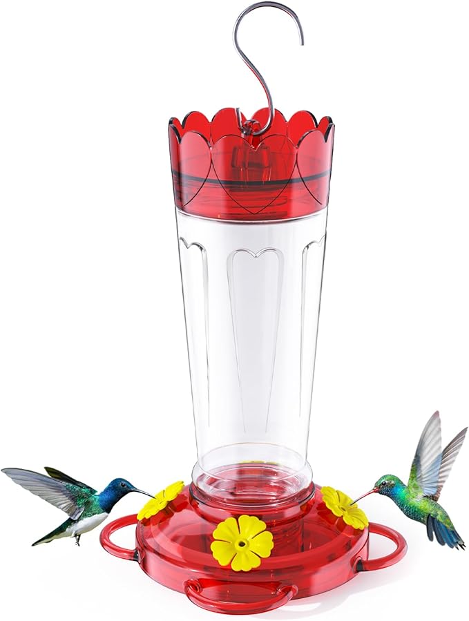 Hummingbird Feeder for Outdoors Hanging, 14 OZ Plastic Hummingbird Feeders, Ant & Bee Proof Leak-Proof Nectar Feeders with 4 Feeding Ports and Perches, Gifts for Mom, Birdlovers