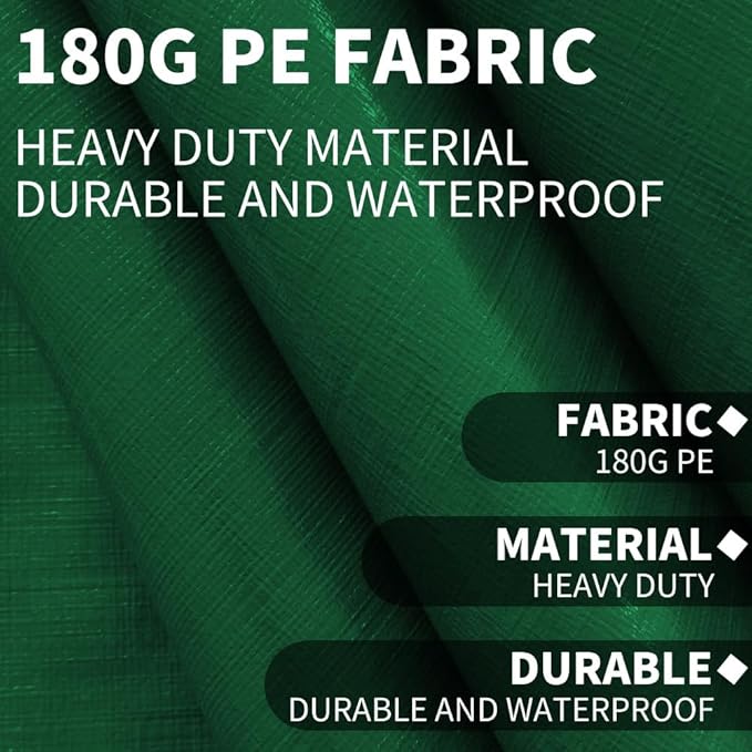 Rutile 10 x 20 FT Carport Replacement Cover, Heavy Duty Car Tarp Canopy Tent Replacement Top w/Ball Bungees Green (Only Top Cover, Frame is not Included)
