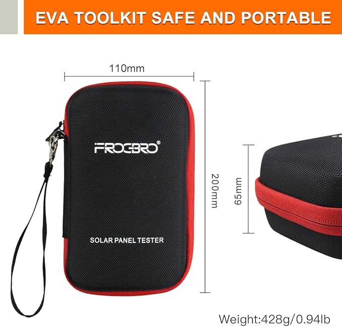 FrogBro Upgrade Solar Panel Tester Photovoltaic Multimeter Upgrade 1600W with Ultra Clear LCD, Smart MPPT Open Circuit Voltage Troubleshooting Utility Tool for Solar PV Testing (LCD 1600W)