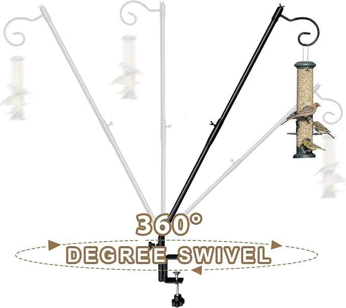 Bird Feeder Hook for Deck Railing, 31inch Heavy Duty Shepherds Hooks for Deck Railing Plant Hanger Wind Chime Suet Baskets Balcony Porch