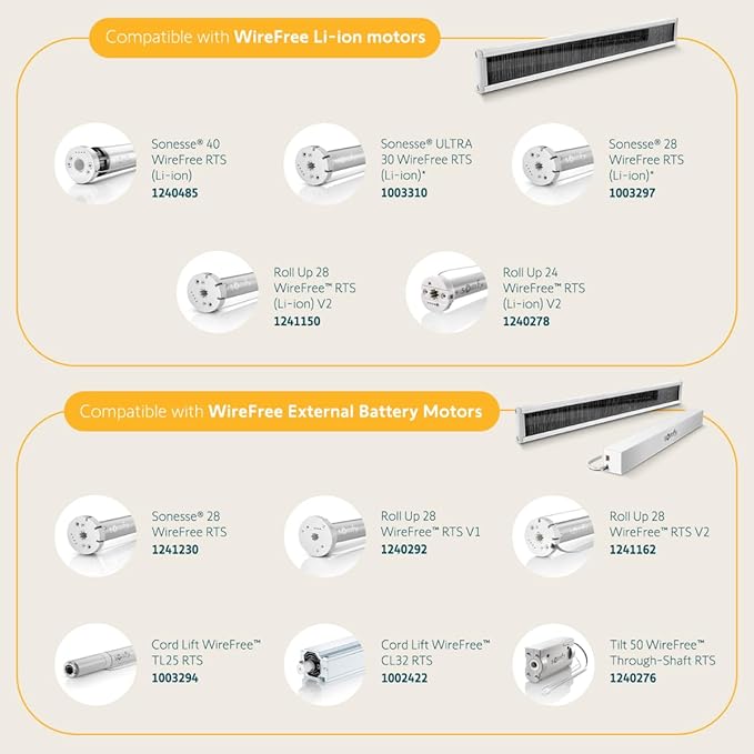 Somfy Wirefree Li-ion Solar Panel Kit 2-Pack - Solar Panel Power for RTS Motorized Shades, Blinds and Curtains - Long Lasting, Easy to Install - Includes Brackets and Glass Mount Adhesive #9027294