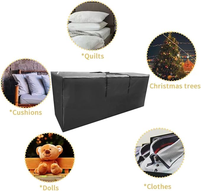 Outdoor Waterproof Patio Cushion Storage Bag 2 Pack, 68" Anti-UV Weatherproof Outdoor Cushion Storage Bag with Reinforced Handles & Double Zippers