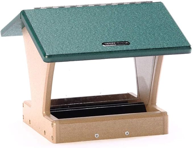 Birds Choice SN200 Two-Sided Hopper Feeder, Recycled Bird Feeder, Medium, Taupe/Green