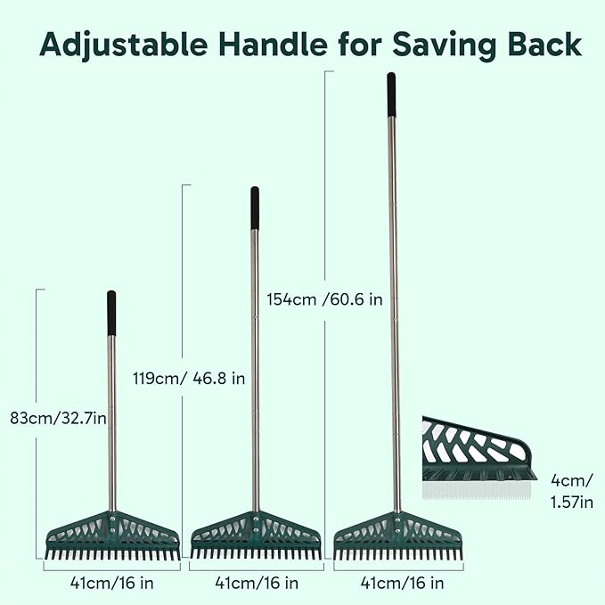 YEELOR Artificial Grass Rake Innovative Double Sided Turf Rake, 60-Inch Adjustable Handle for Cleaning and Fluffing Artificial Turf, Lawns, Carpets, Patios – Removes Leaves, Pet Hair & Debris