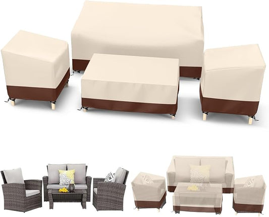 STARTWO Outdoor Waterproof Patio Furniture Covers 4-Piece Set for Chairs, Loveseat and Coffee Table, Beige