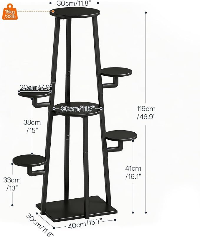 HOOBRO Plant Stand Indoor with Grow Lights, 7-Tier Plant Shelf | for Multiple Indoor Plants, 47.2"Corner Plant Stand Organizer with Metal Frame, for Living Room, Balcony, Patio