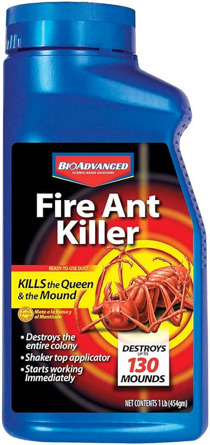 BioAdvanced Fire Ant Killer Dust - Kills the Queen - Destroys Up to 130 Mounds - Outdoor Ant Killer - 1 lb Bottle