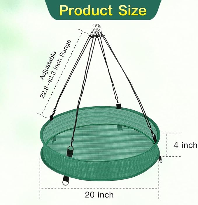 Bird Seed Catcher Trays – 20" Diameter x 4" High, Green Spill Guard Platform for Bird Feeders, Outdoor Feeder Accessory