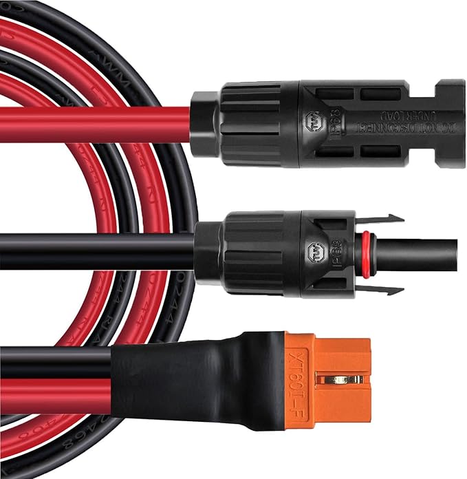 Solar Charge Cable Solar Connector to XT60i Adapter Connector Connecting Solar Panel XT60i-F Extension Cable 10AWG Cable Compatible for EcoFlow Solar Portable Power Station (10AWG 16.4FT)