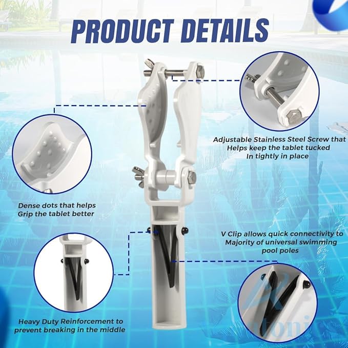 Heavy Duty Pool Tablet Holder – ABS and Stainless Steel Construction, EZ Clip Handle, Adjustable Wing Screw – Replaces 542068, Fits 3 Inch Tablets for Cleaning Stains with Telescopic Pole