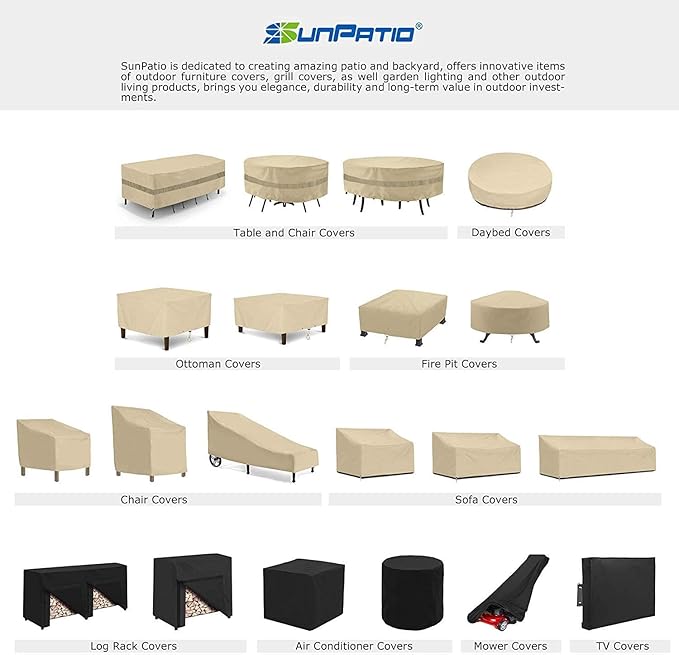 SunPatio Round Patio Daybed Cover 88 Inch, Heavy Duty Waterproof Outdoor Canopy Daybed Sofa Cover with Taped Seam, 85"L × 88"W × 35" /16"H, All Weather Protection, Beige