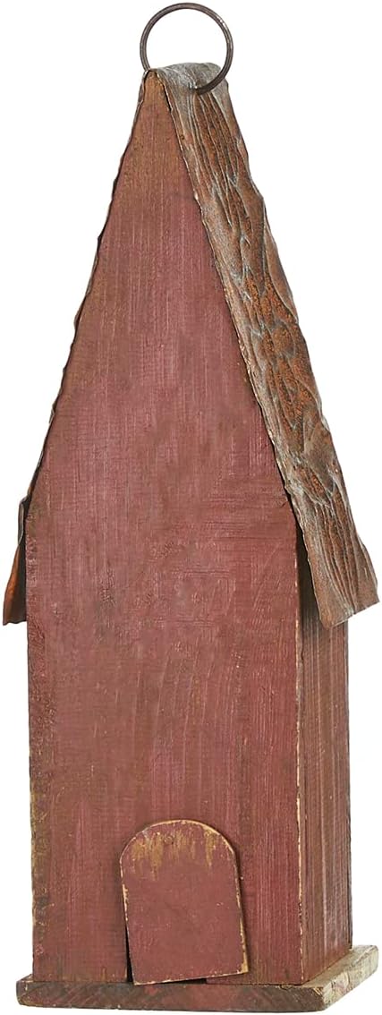 Glitzhome Bird Houses for Outside, Hand Painted Distressed Wooden Bird House for Outdoors, 13.25" H Hanging Birdhouse Bluebird House for Hummingbird,Sparrow,Wren Finch