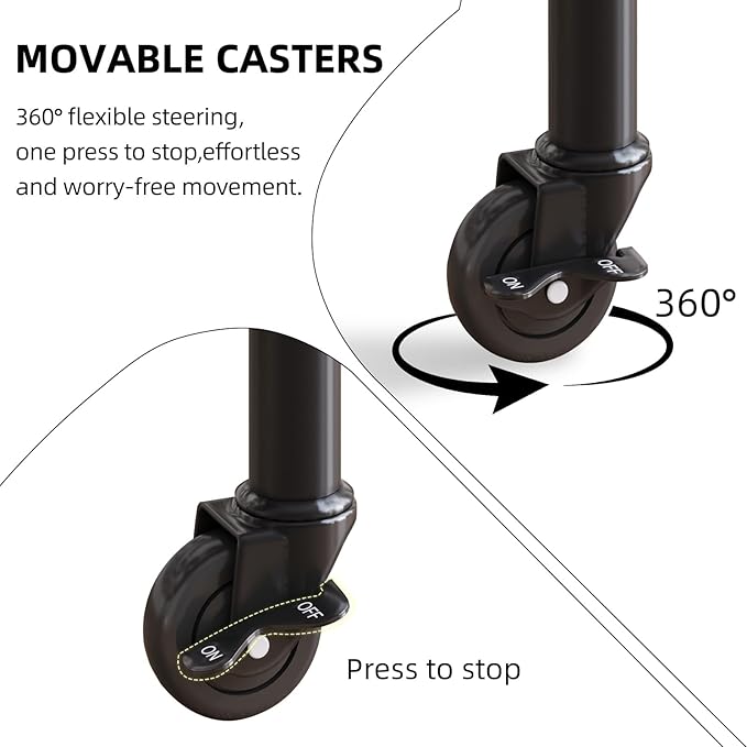 2 Tier Heavy Duty Rolling Plant Stand – 150 lbs Capacity Flower Pot Holder with Wheels for Indoor & Outdoor, Easy Move Cart for Balcony, Patio, Garden, 2 Pack Black
