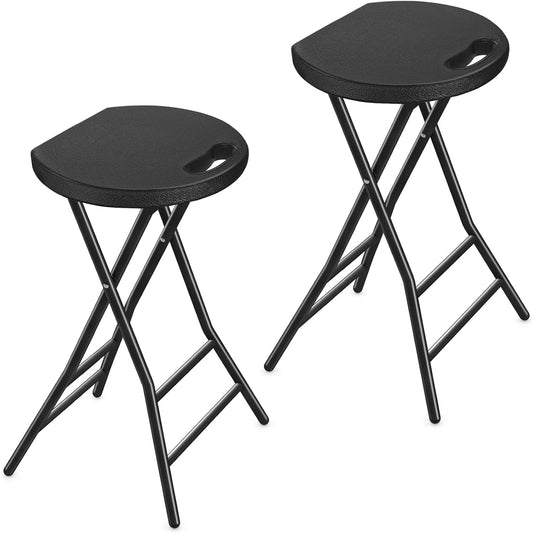 TAVR Furniture Portable Folding Chair with Handle, Heavy Duty Round Fold Stool Chair with 550lbs Capacity for Adults, 24 Inch Foldable Stool for Dorm, Kitchen, Vanity, Church and Outdoor use