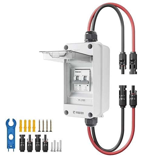 Solar Panel Disconnect Switch 1000V DC/AC 40A PV Disconnect Switch Outdoor Miniature Circuit Breaker IP65 More Space Quick Installation for Solar PV Array Homes Battery (1000V 40 Amp)