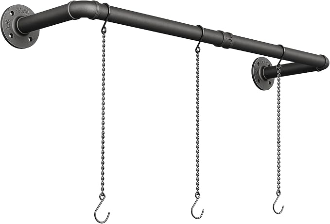 SOFITORG Plant Haning Rod, Hanging Planters for Indoor Plants with 3 Chains, Wall Plant Hanging Bar for Window Celling, 38.2 Inch, Metal Black, Pots Not Included