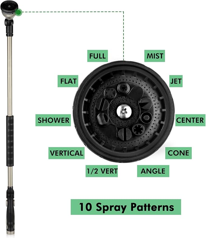 RESTMO 36” Long Watering Wand, Metal Garden Hose Wand with 180° Swivel Head, High Pressure Hose Nozzle Sprayer, Heavy Duty Brass Head, for Car Washing, Garden Cleaning, Lawn and Plant Watering